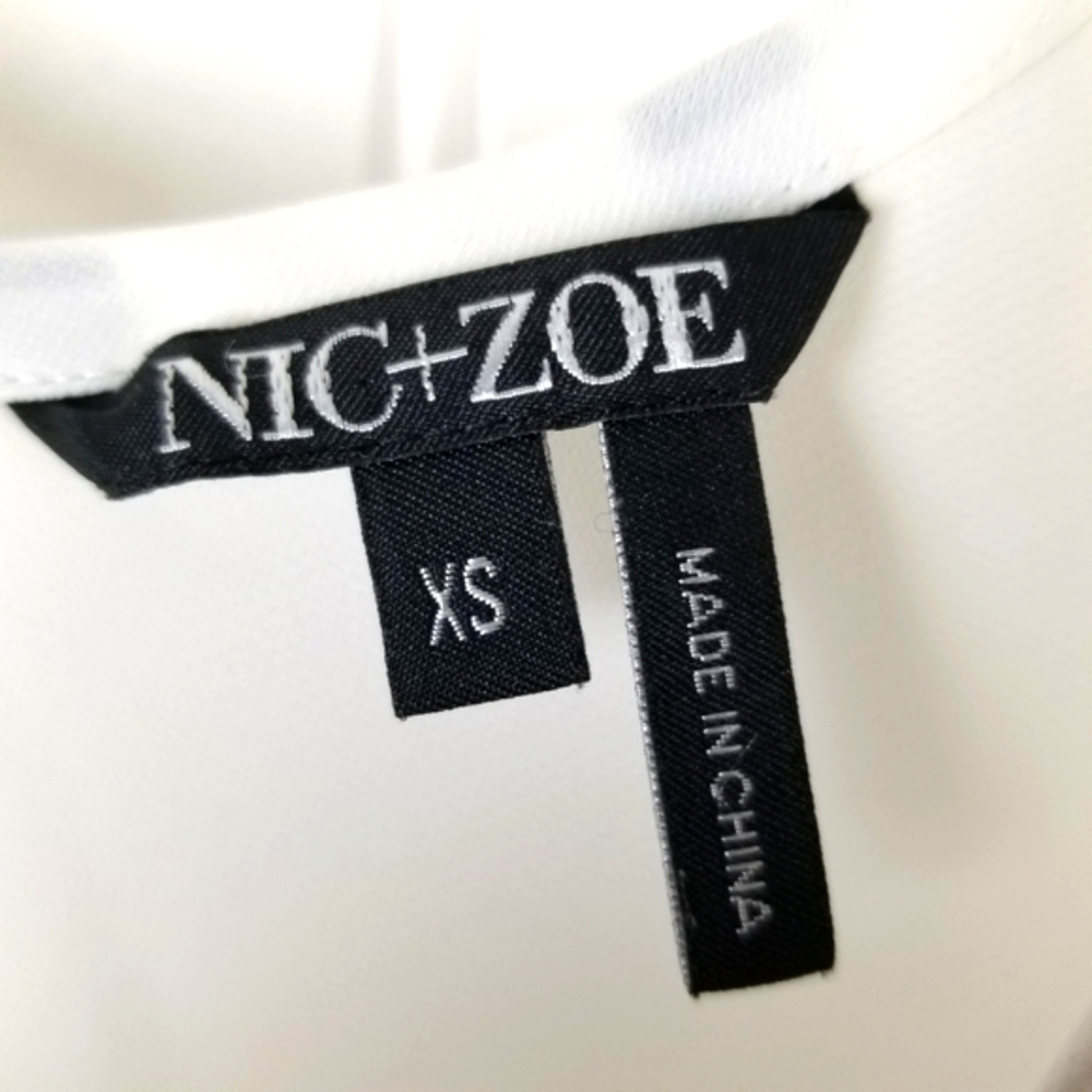 Nic+Zoe Womens Sleeveless Top Blouse Size XS Embroidered Geometric Design Cream - Picture 4 of 8